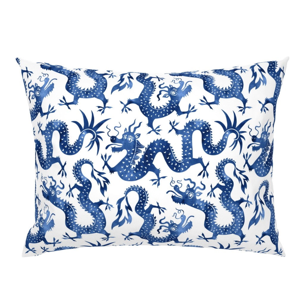 Chinese dragons jumbo blue watercolors