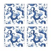 Chinese dragons jumbo blue watercolors