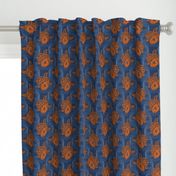 ★ KOI FISH INVASION ★ Navy Blue & Orange - Large Scale / Collection : Japanese Koi Block Print