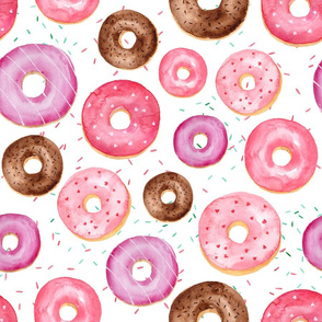 Pink and Purple Watercolor Donuts and Sprinkles