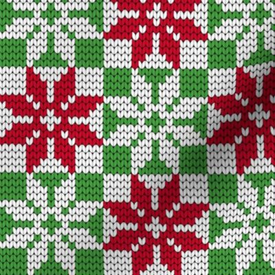 08156216 : knitted poinsettia check