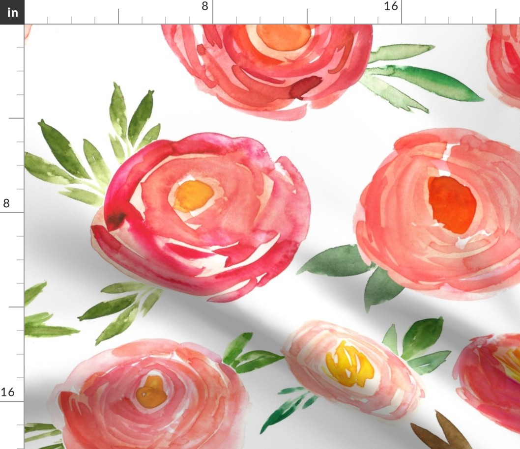 Christmas RedWatercolor Roses - LARGE scale