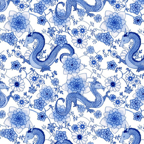 Chinoiserie Cobalt Blue Dragons // large