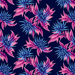 Chrysanthemums - Navy / Peach