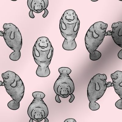 Manatees Holding Hands - Pink