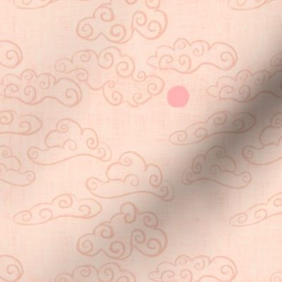Cloud, sky on peach - chinoiserie style