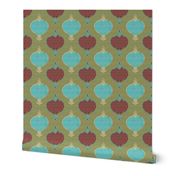 romano ikat 3 green red turquoise