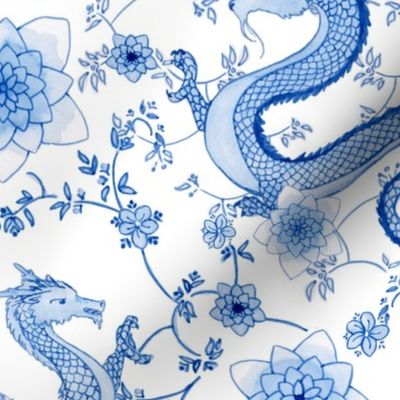 Chinoiserie blue dragons