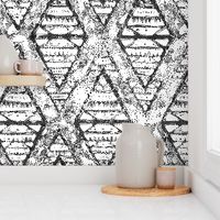 Large Scale Ikat Black and White in Dots