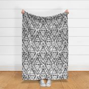 Large Scale Ikat Black and White in Dots