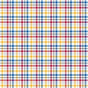 Primary Colors Plaid  in Red Blue Yellow Black and White