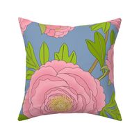 Chinoiserie Peonies Jumbo Light Blue