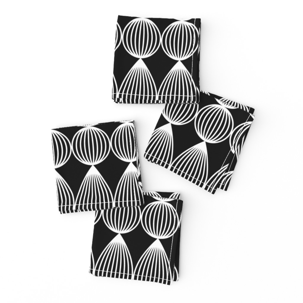 Striped 3D teardrops bubbles black white