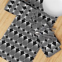 Striped 3D teardrops bubbles black white