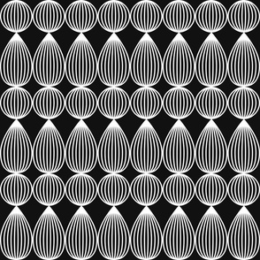 Striped 3D teardrops bubbles black white