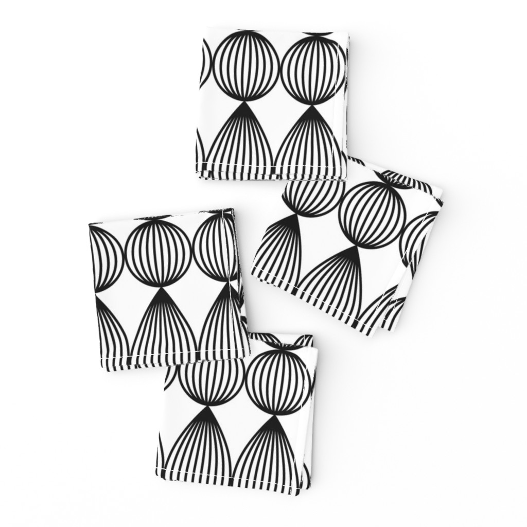 Striped 3D teardrops bubbles white black