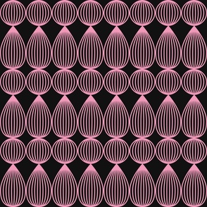 Striped 3D teardrops bubbles black neon pink