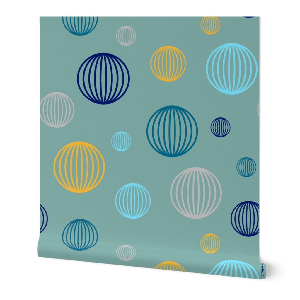 Pastel bubbles teal blue yellow Wallpaper