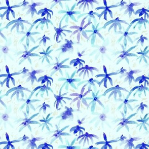 Watercolor meadow in blue || floral pattern