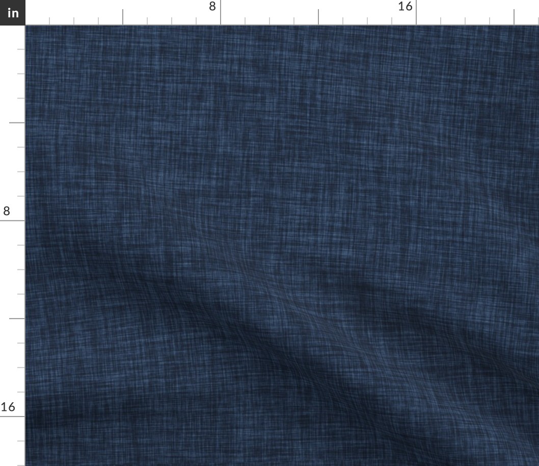 Navy Blue Tree Print on Cotton & Linen Light Canvas Fabric – On