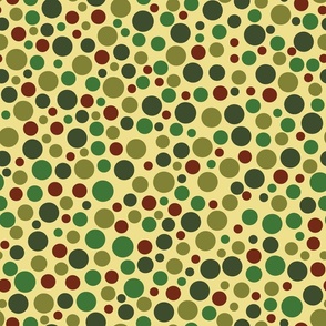 Little Green and Red Dots on Pale Yellow