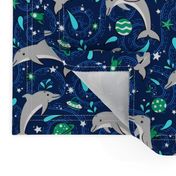 Dolphins in Space: Blue & Green