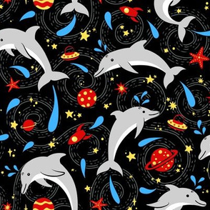 Dolphins in Space: Black & Red
