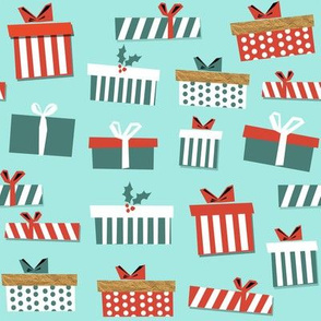 christmas presents fabric - christmas fabric, holiday fabric, xmas fabric, christmas design, red and green, christmas presents wrapping paper, christmas gift wrap - light