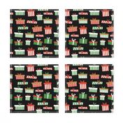 christmas presents fabric - christmas fabric, holiday fabric, xmas fabric, christmas design, red and green, christmas presents wrapping paper, christmas gift wrap - black