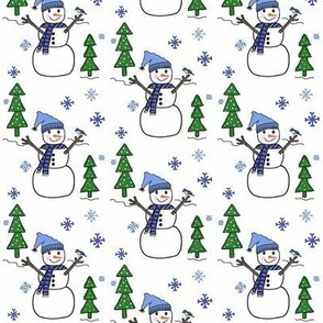 I'm a Tree ! I'm a Tree ! I'm a Tree ! Snowman :) blue hat  -small 