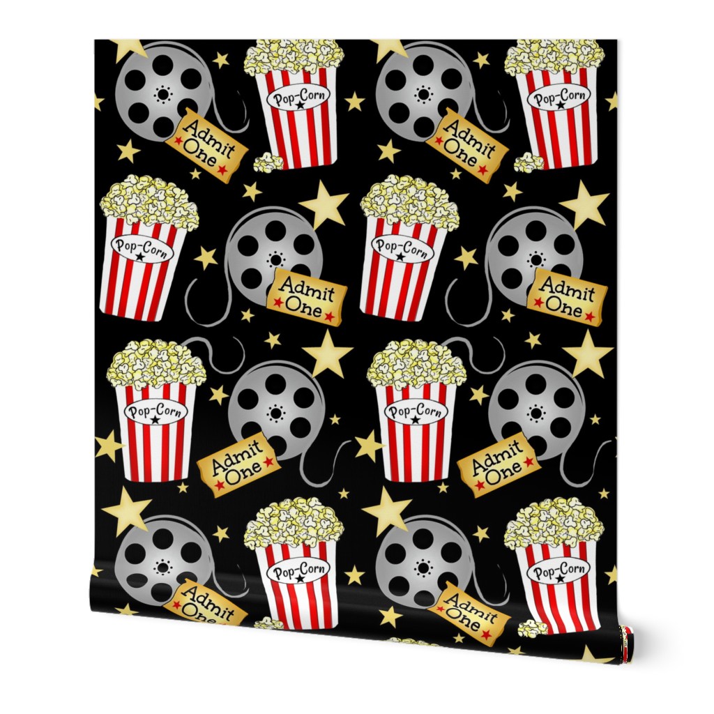 VIP Movie Night / Theater Pop-Corn   starry back on black  med -small   