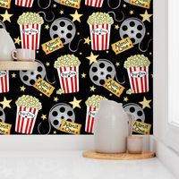 VIP Movie Night / Theater Pop-Corn   starry back on black  med -small   