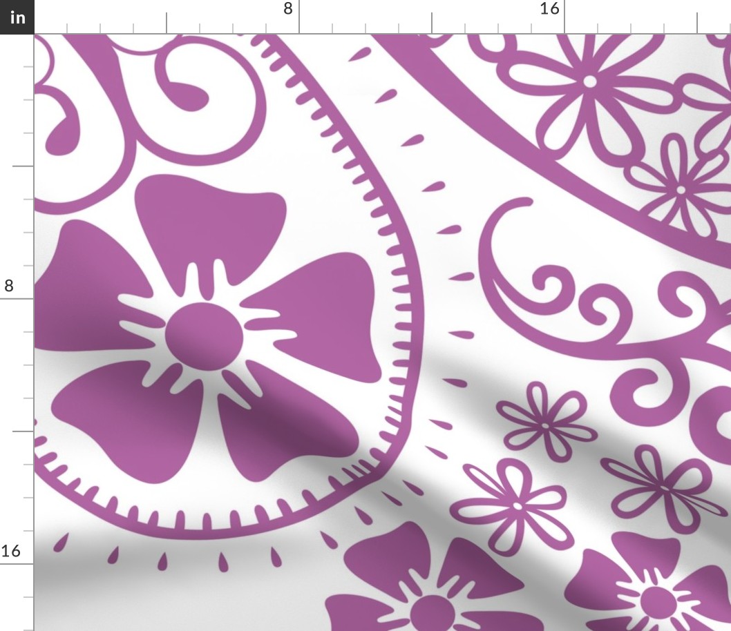 Paisley in Radiant Orchid and white background Jumbo