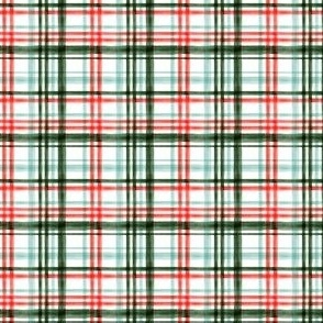 (extra small scale) Christmas watercolor plaid (mint) C18BS