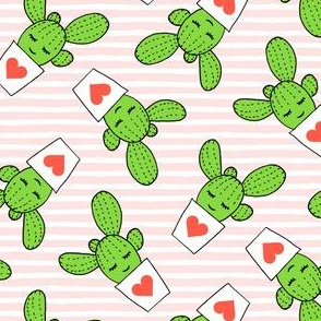 Valentines cactus - light pink stripes