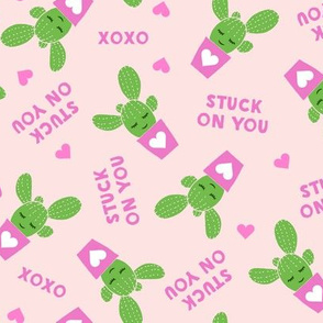 Stuck on you - Cactus Valentines - light pink