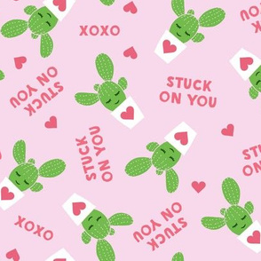 Stuck on you - Cactus Valentines - pink
