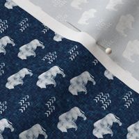 (extra small scale) distressed buffalo on dark blue  linen C18BS