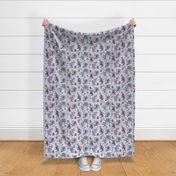 Sweet Elephants in Grey, Purple and Blue on Cream - rotated