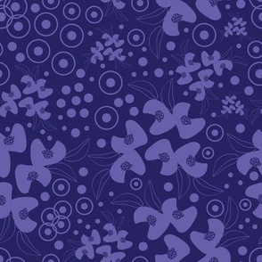 Retro Flowers-Monochromatic Flowers. Seamless Repeat Pattern Background