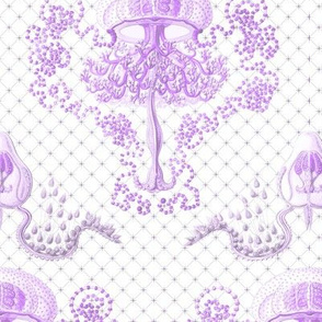 Haeckel's jellyfish damask purple
