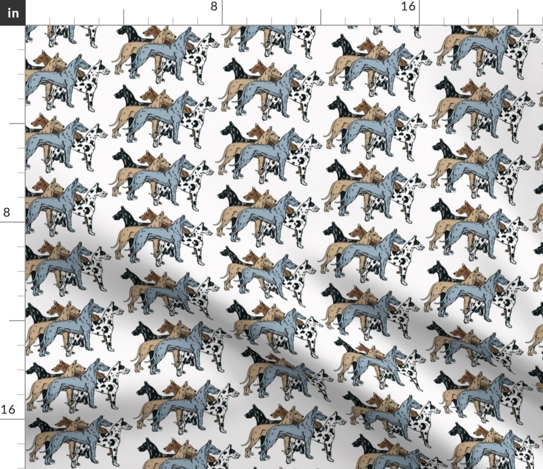 great dane colors on white background fabric