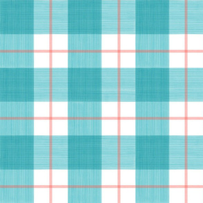 Double Buffalo Plaid in Turquoise and Coral