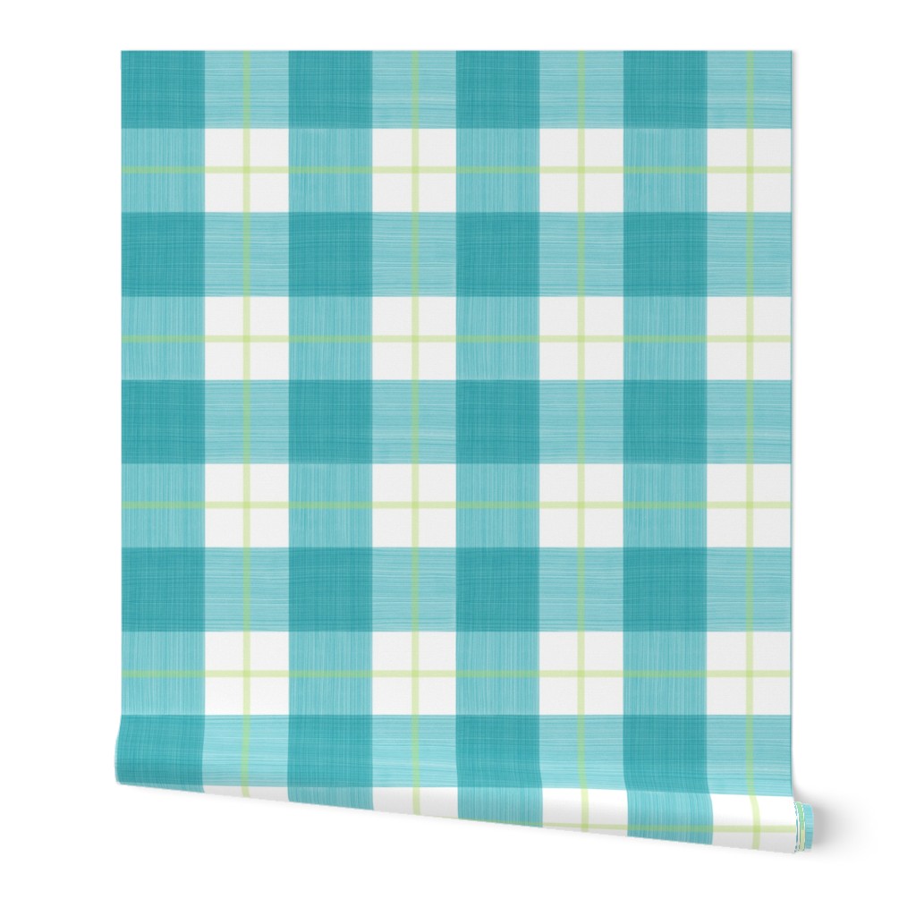 Double Buffalo Plaid in Turquoise and Citron
