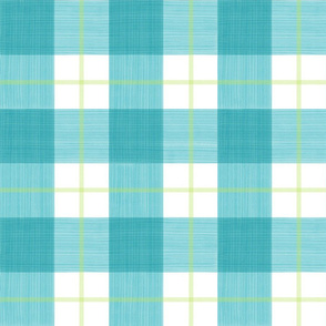 Double Buffalo Plaid in Turquoise and Citron