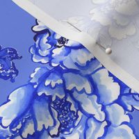 chinoiserie floral on blue