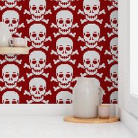 08161746 : knit skull 1x : crimson maroon