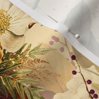 18" Mystic- Lush Watercolor Flowers-English Rose nostalgic Fabric