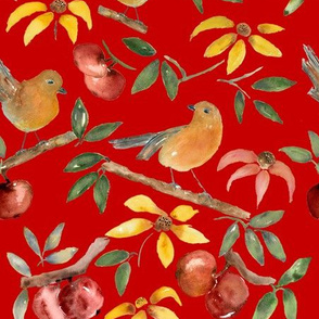 Birds in Paradise Christmas red