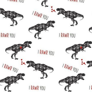 5" I Love You in Dinosaur // White